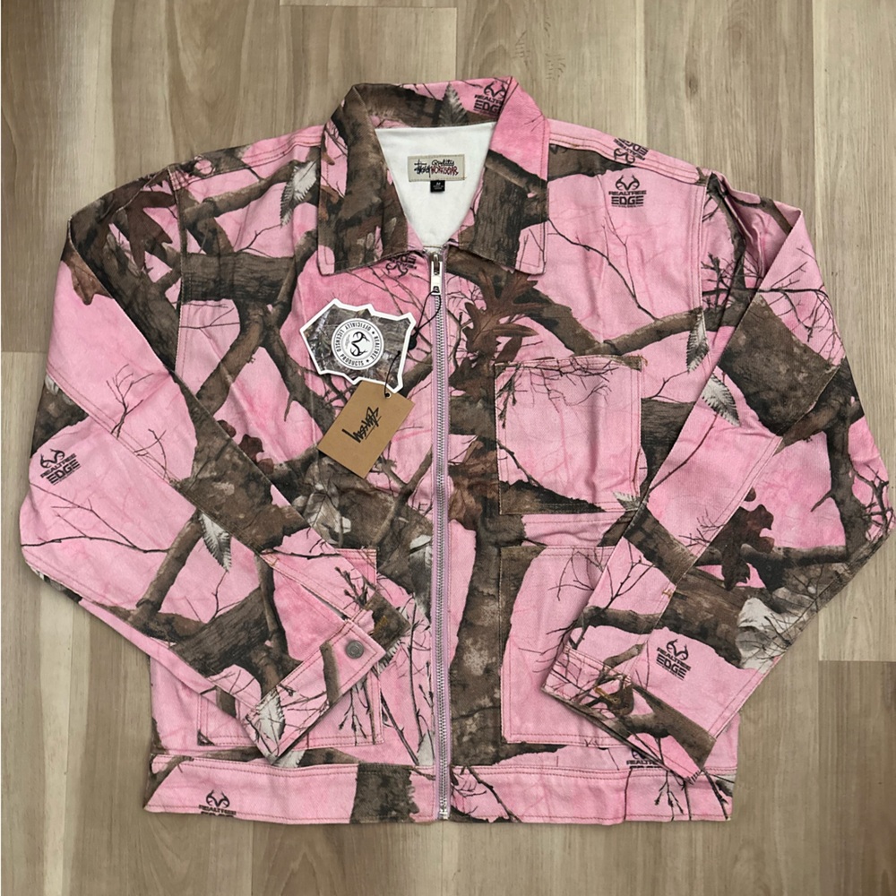 Stussy Pink and Brown Camouflage Jacket